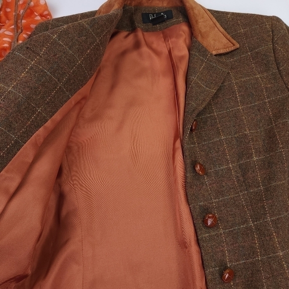 Rafaella Petites Brown Plaid Wool Coat  Sz 12 - Picture 11 of 12